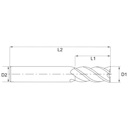 Drill, HP, End Mill, B, 4FL, 3/8