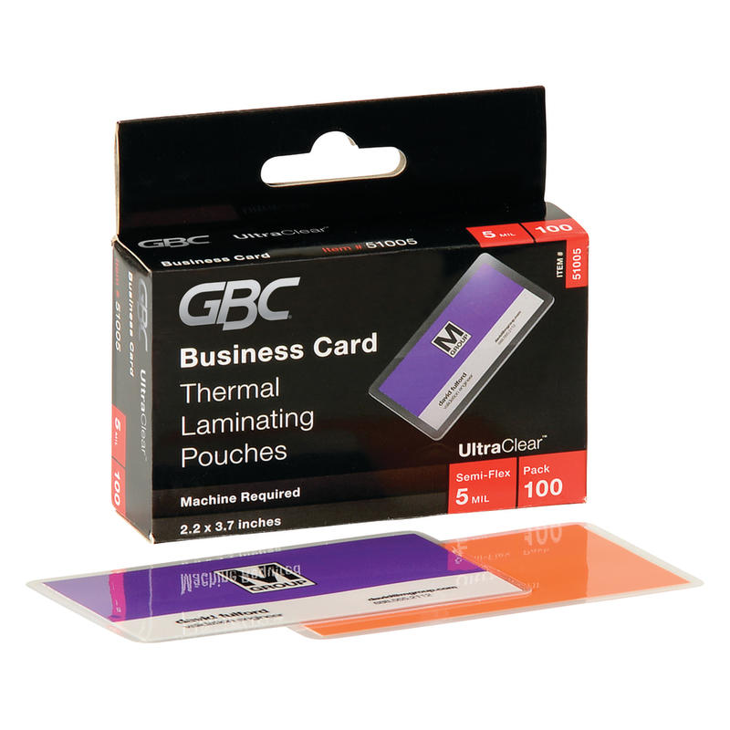 Swingline GBC EZUse Laminating Pouches, Business Card Size, Clear, 100/Pack MPN:51005