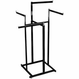 4-Way Hi-Capacity w/ Straight Arms (K80-SC) Garment Rack- Rectangular Tubing - Satin Chrome K80-SC