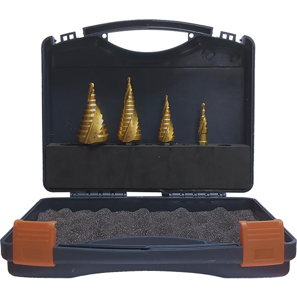 Drill Bit Sets; Drill Bit Set Type: Step Drill Bit Set; Number of Pieces: 4; Tool Material: High-Speed Steel; Coating/Finish: TiN; Minimum Drill Bit Size (mm): 12; Maximum Drill Bit Size (mm): 40 MPN:505020-SET2