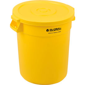 GoVets™ Plastic Trash Can with Lid - 20 Gallon Yellow 458YLCL240