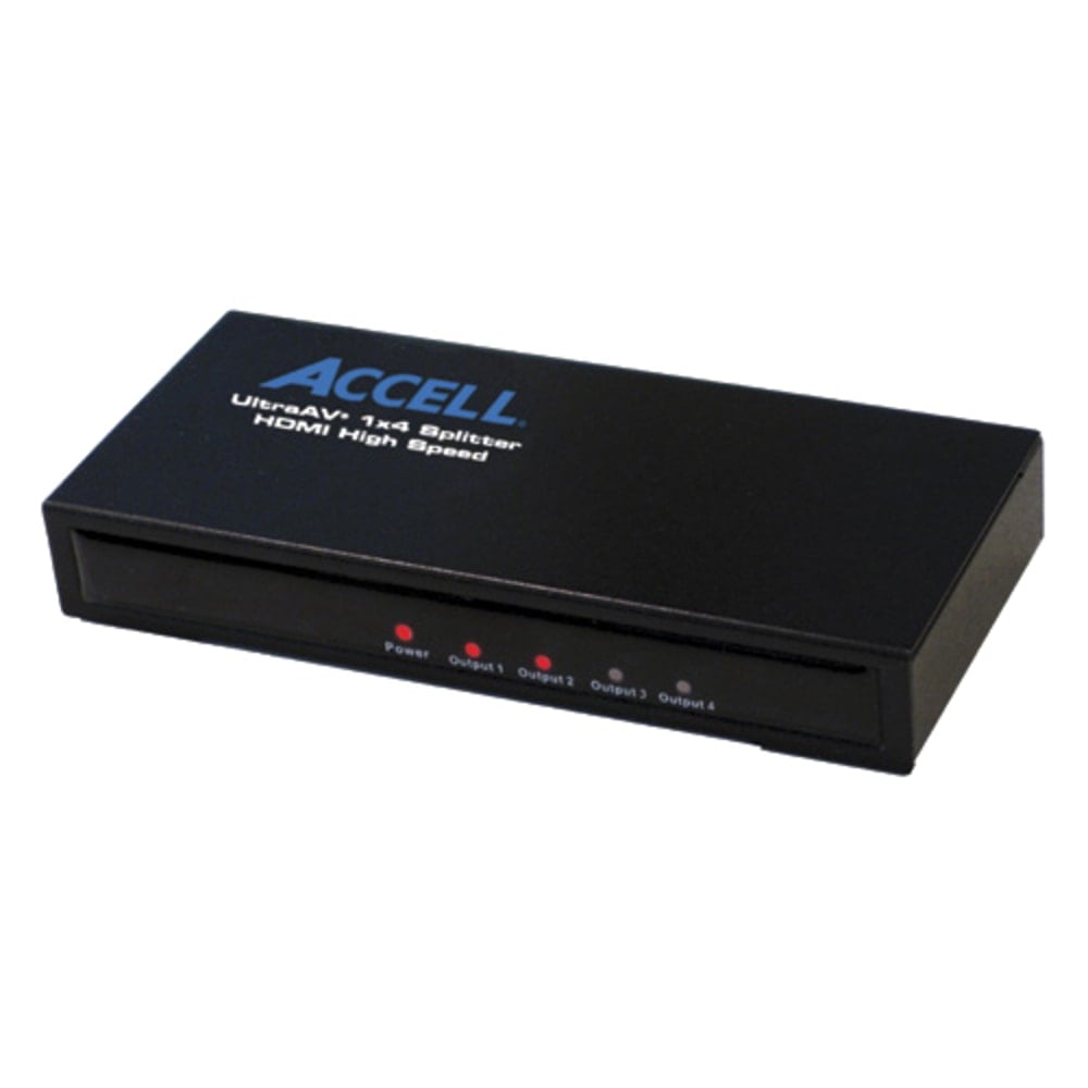 Accell UltraAV Mini 1x4 HDMI Splitter - 1 x HDMI Type A Digital Audio/Video In, 4 x HDMI Type A Digital Audio/Video Out MPN:K078C-004B