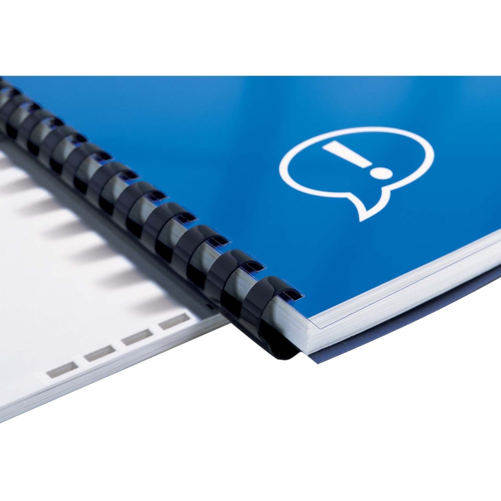 GBC CombBind 4011485G Binding Spine - 0.38in Maximum Capacity - 55 x Sheet Capacity - Round - Navy - Plastic - 100 Pack MPN:4011485G