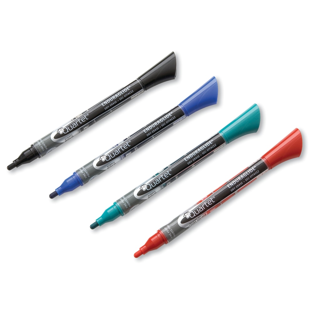 Quartet EnduraGlide Dry-Erase Marker, Fine Point, Assorted Colors, Pack Of 4 MPN:5001-10MA