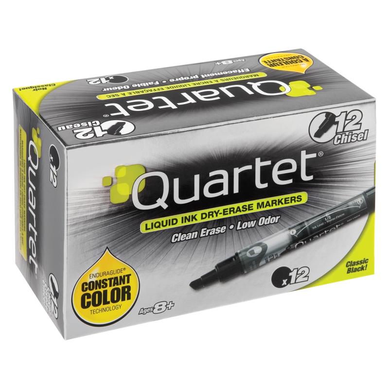 Quartet EnduraGlide Dry-Erase Markers, Chisel, Black, Pack Of 12 MPN:5001-2MA