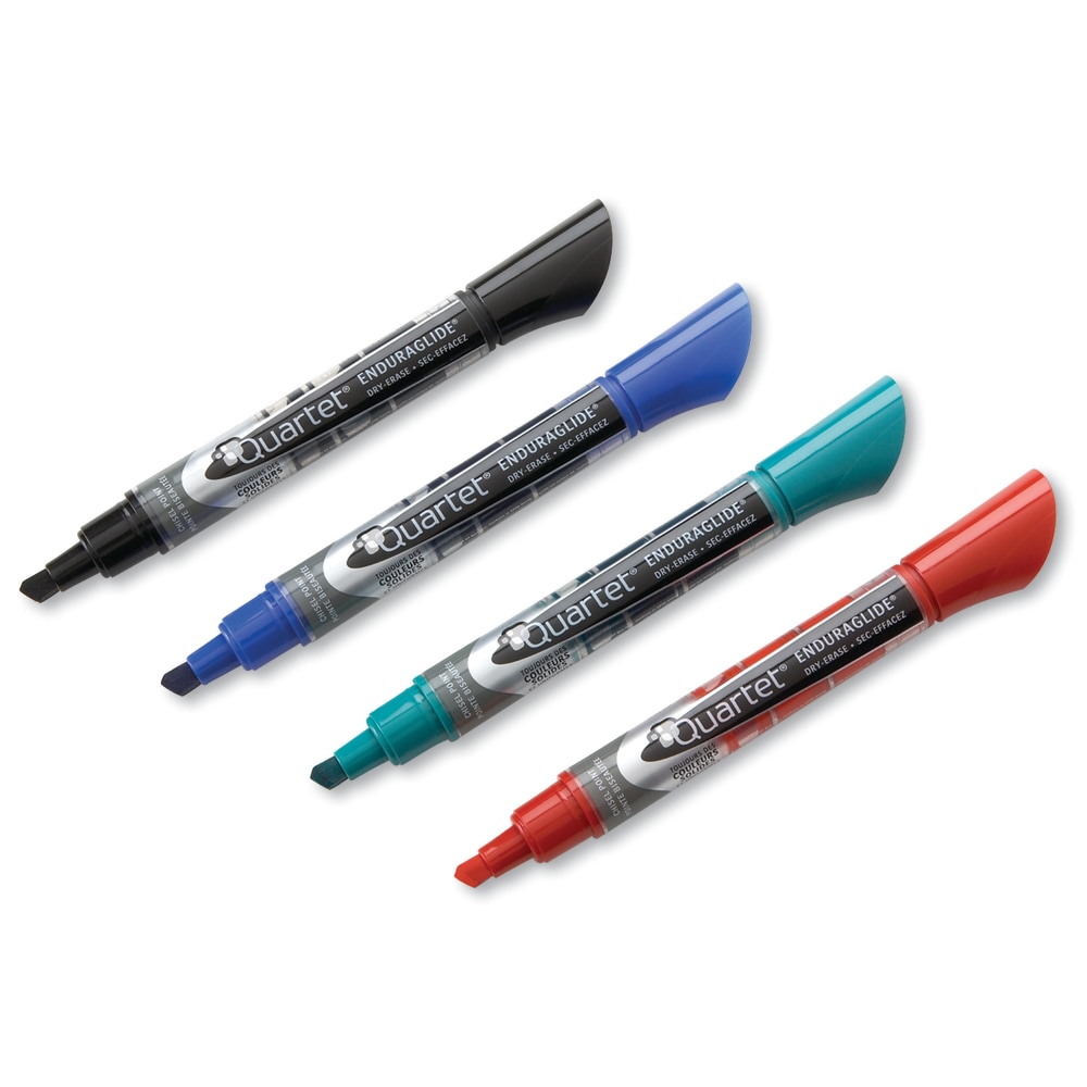 Quartet EnduraGlide Dry-Erase Markers, Chisel, Assorted Colors, Pack Of 4 MPN:5001MA