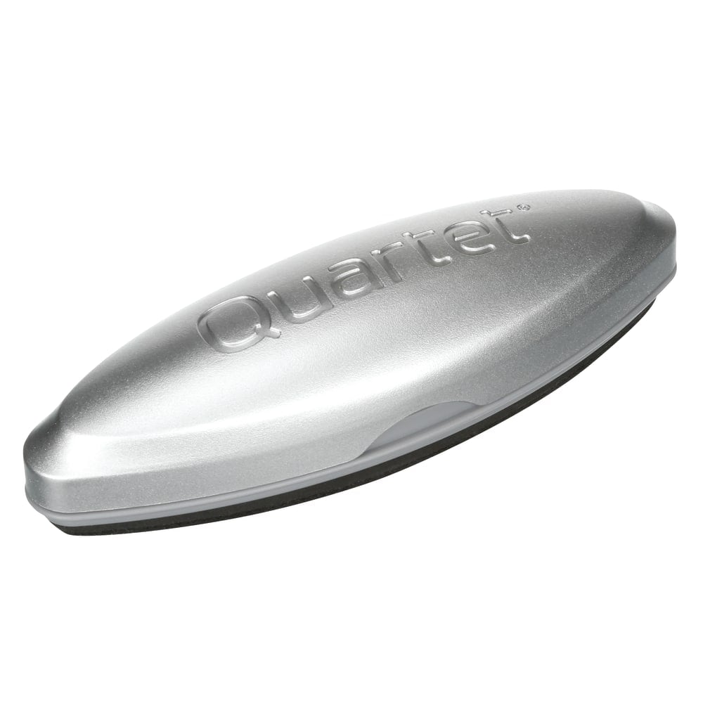 Quartet Premium Magnetic 3-In-1 Glass Board Eraser, 1 3/8inH x 2inW x 6 1/2inD, Silver MPN:SFEB3
