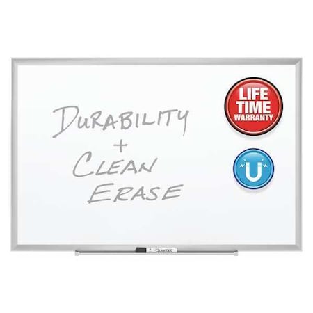 Dry Erase Board, Porcelain, 36 in, 60 in, Aluminum Frame, White MPN:2545
