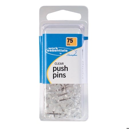 ACCO Push Pins, Clear, 75/Box, PK 75 MPN:S7071760