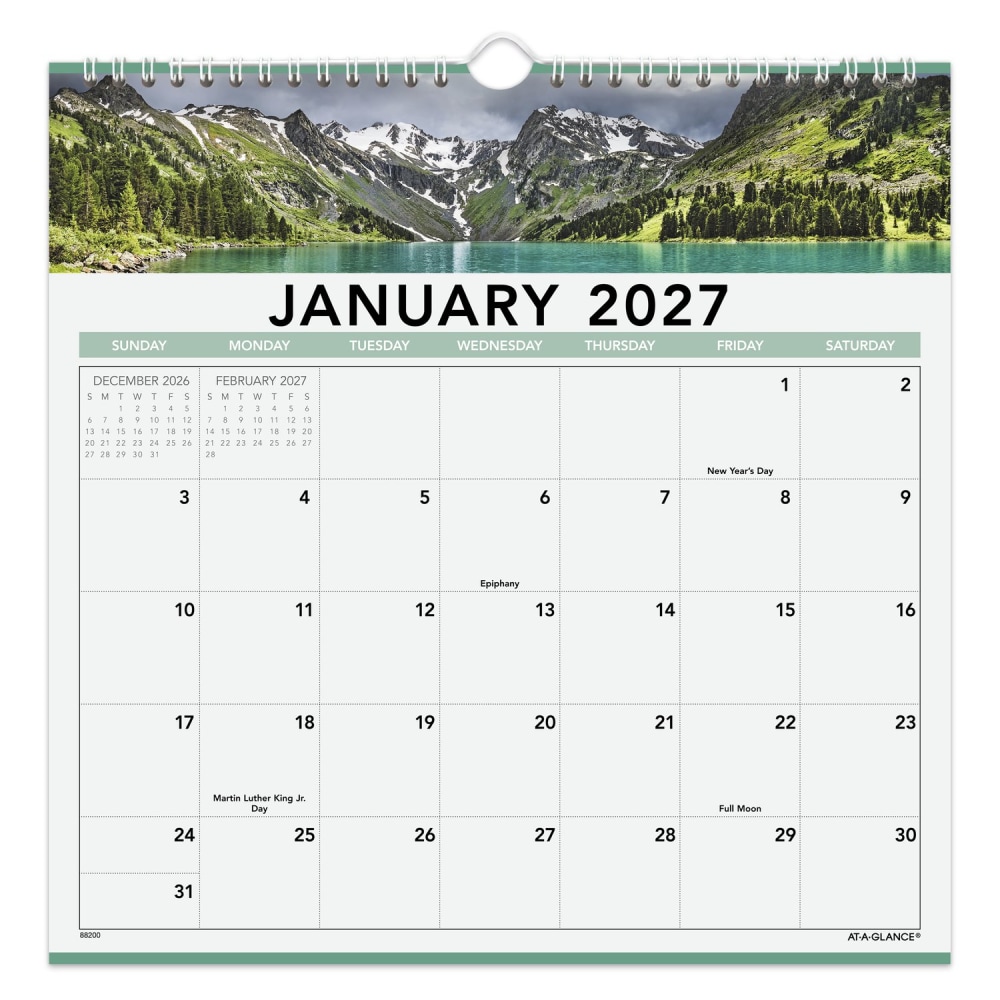 AT-A-GLANCE 2027 Landscape Monthly Wall Calendar, Medium, 12in x 12in MPN:88200-27