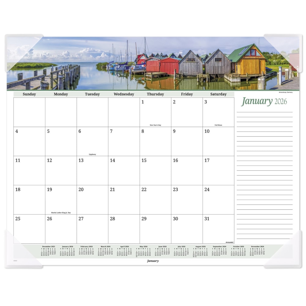 AT-A-GLANCE 2026 Panoramic Seascape Monthly Desk Pad, Standard, 21 3/4in x 17in MPN:89803-26