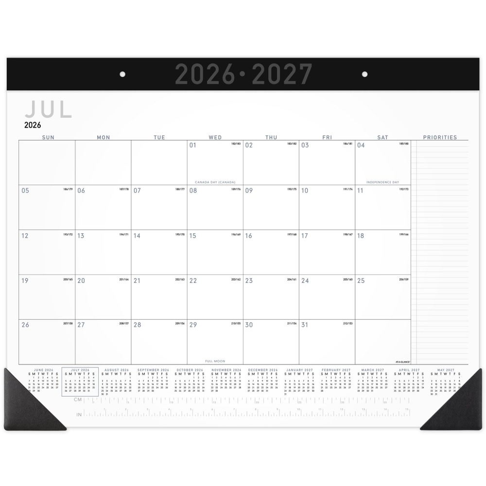 AT-A-GLANCE Contemporary Academic 2026-2027 Monthly Desk Pad Calendar, Standard, 21 3/4in x 17in MPN:AY24X0027