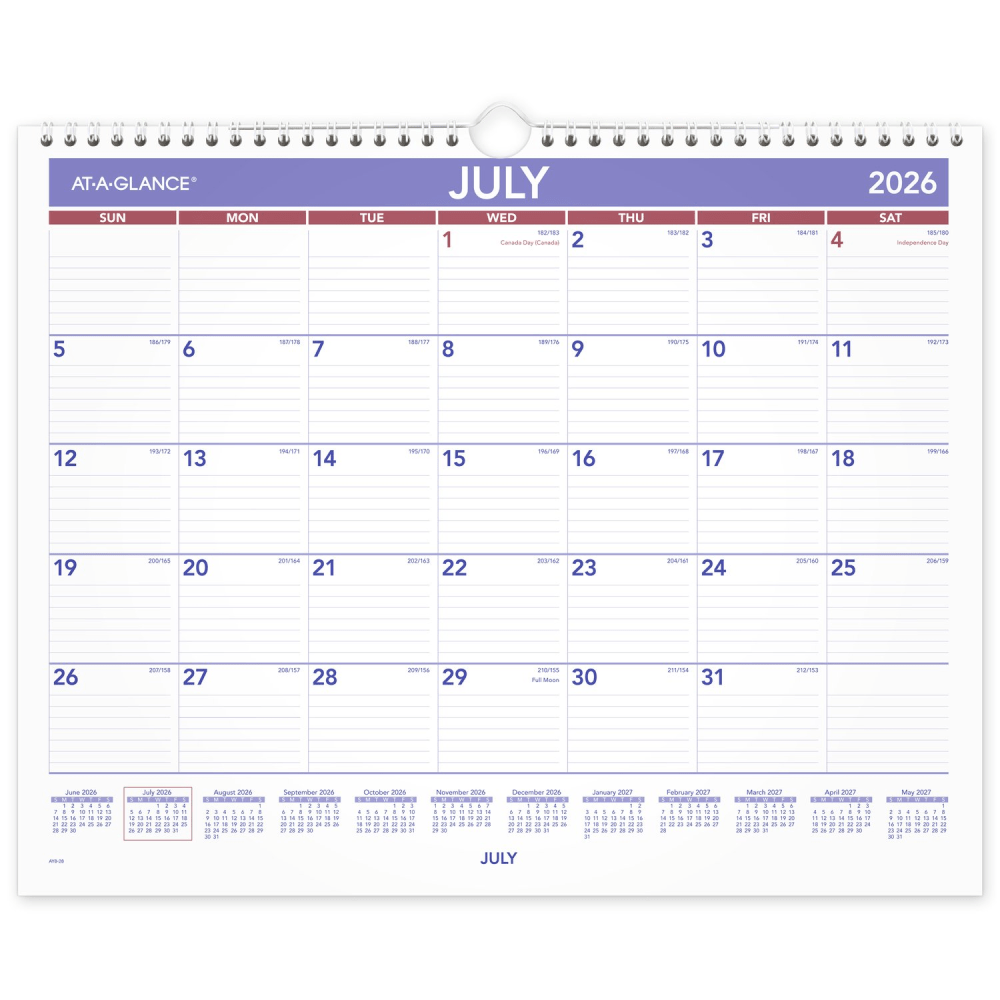 AT-A-GLANCE Academic 2026-2027 Monthly Wall Calendar, Medium, 15in x 12in MPN:AY82827