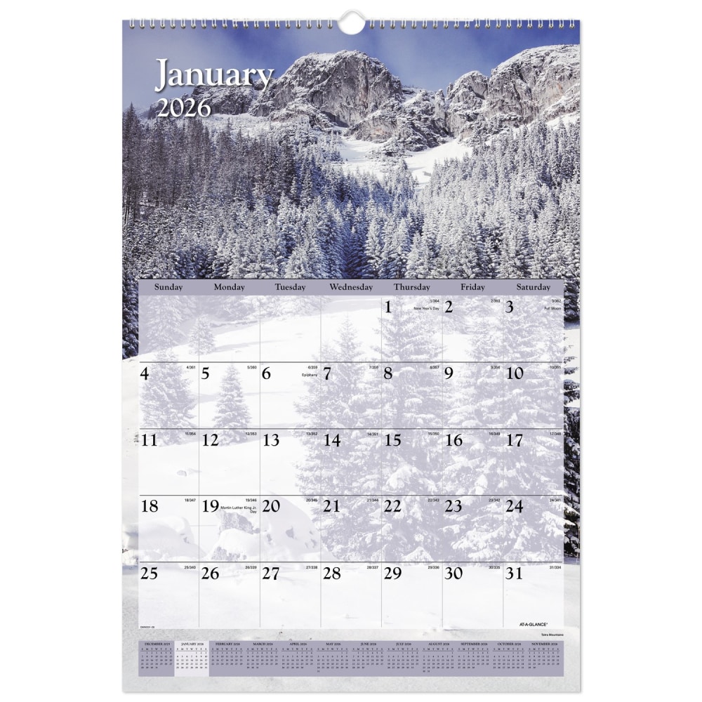 AT-A-GLANCE 2026 Scenic Monthly Wall Calendar, Large, 15 1/2in x 22 3/4in MPN:DMW2012826