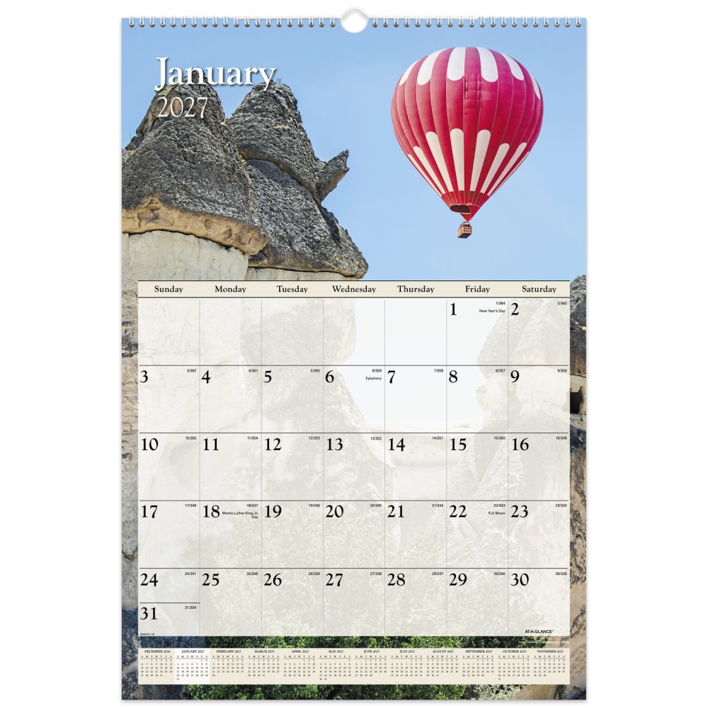 AT-A-GLANCE 2027 Scenic Monthly Wall Calendar, Large, 15 1/2in x 22 3/4in MPN:DMW2012827