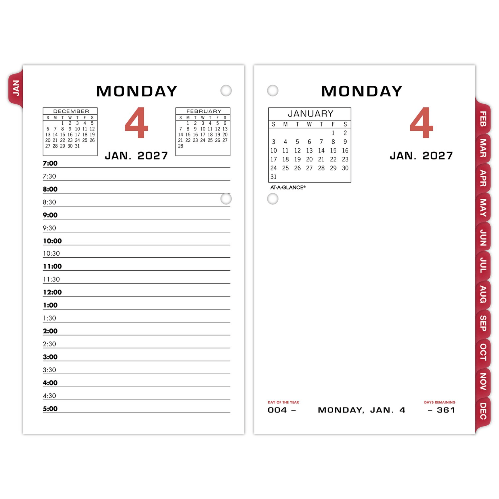 AT-A-GLANCE 2027 Daily Loose-Leaf Desk Calendar Refill With Weekends, Standard, 3 1/2in x 6in MPN:E0175027