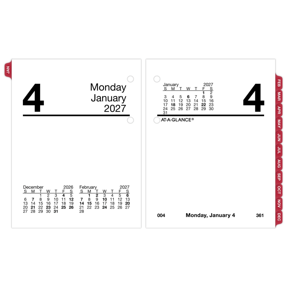 AT-A-GLANCE 2027 Daily Loose-Leaf Desk Calendar Refill, Mini, 3in x 3 3/4in MPN:E9195027