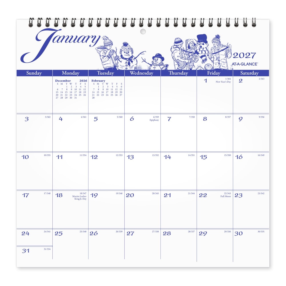 AT-A-GLANCE 2027 Illustrator's Edition Monthly Wall Calendar, Medium, 12in x 12in MPN:G10001727