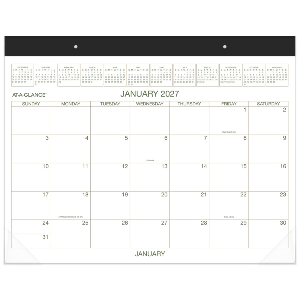 AT-A-GLANCE 2027 Two Color Monthly Desk Pad Calendar, Standard, 21 3/4in x 17in MPN:GG25000027