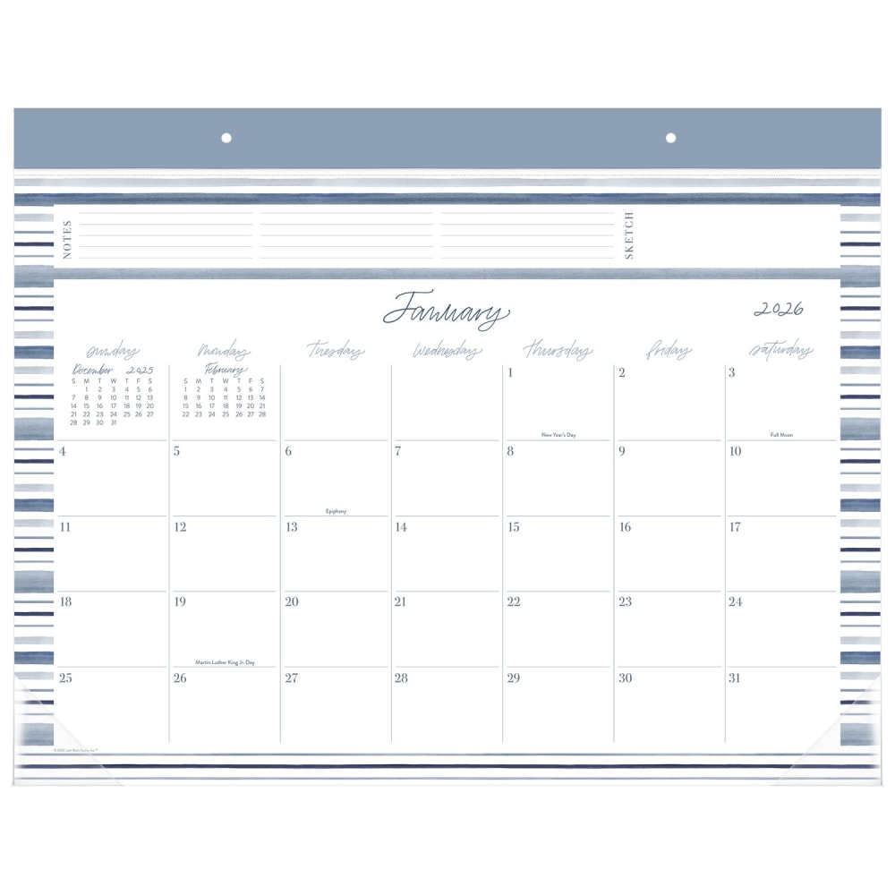 Leah Bisch for Cambridge 2026 Monthly Desk Pad Calendar, Stripe, Standard, 21 3/4in x 17in MPN:LB42-704-26