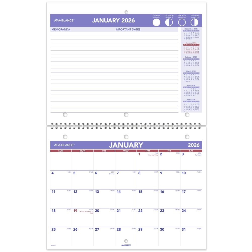 AT-A-GLANCE 2026 Monthly Desk Wall Calendar, Small, 11in x 8 1/2in MPN:PM1702826
