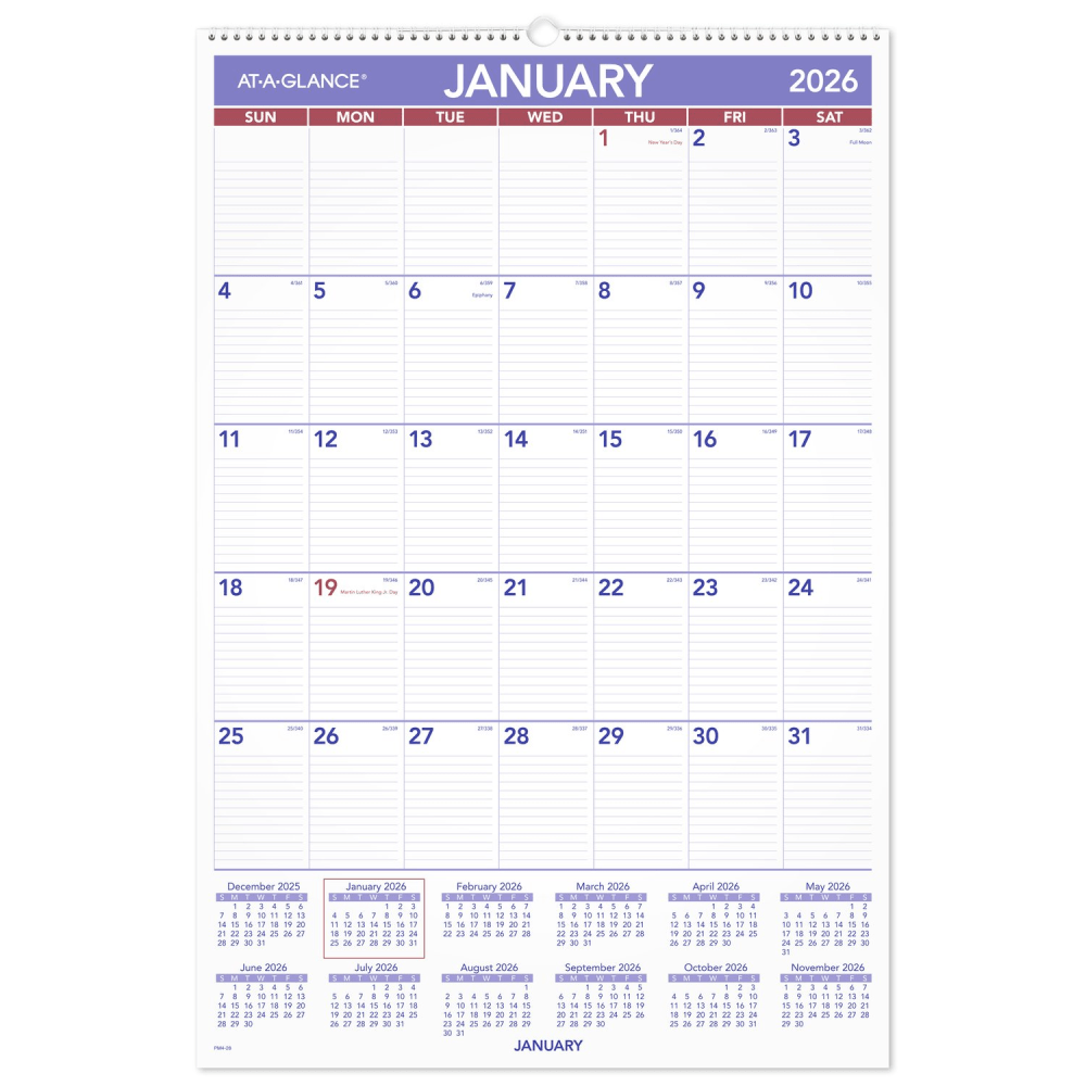 AT-A-GLANCE 2026 Monthly Wall Calendar, Large, 20in x 30in MPN:PM42826