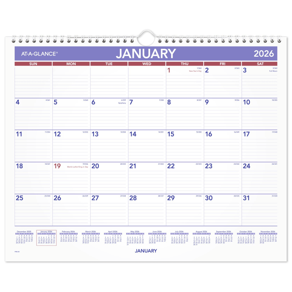 AT-A-GLANCE 2026 Monthly Wall Calendar, Medium, 15in x 12in MPN:PM82826