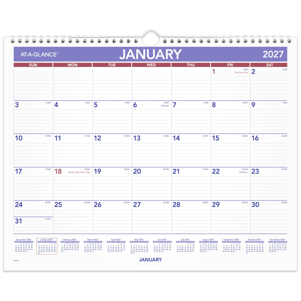 AT-A-GLANCE 2027 Monthly Wall Calendar, Medium, 15in x 12in MPN:PM82827