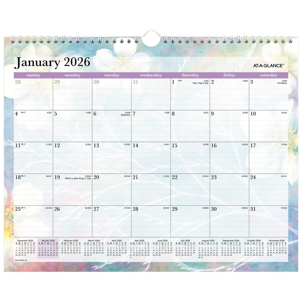 AT-A-GLANCE Dreams 2026 Monthly Wall Calendar, Medium, 15in x 12in MPN:PM83-707-26