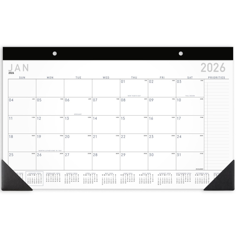 AT-A-GLANCE Contemporary 2026 Monthly Desk Pad Calendar, Compact, 18in x 11in MPN:SK14X0026