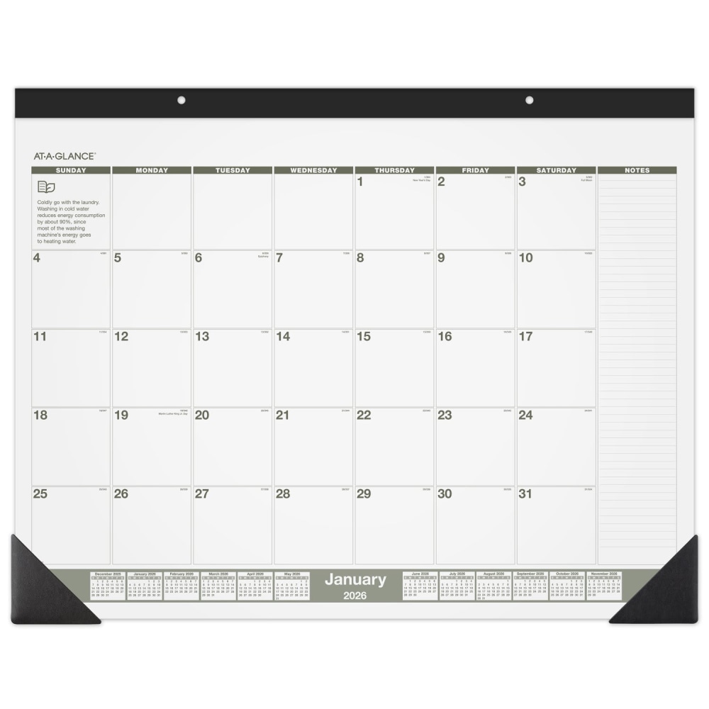 AT-A-GLANCE 2026 Recycled Monthly Desk Pad Calendar, Standard, 22in x 17in MPN:SK32G0026