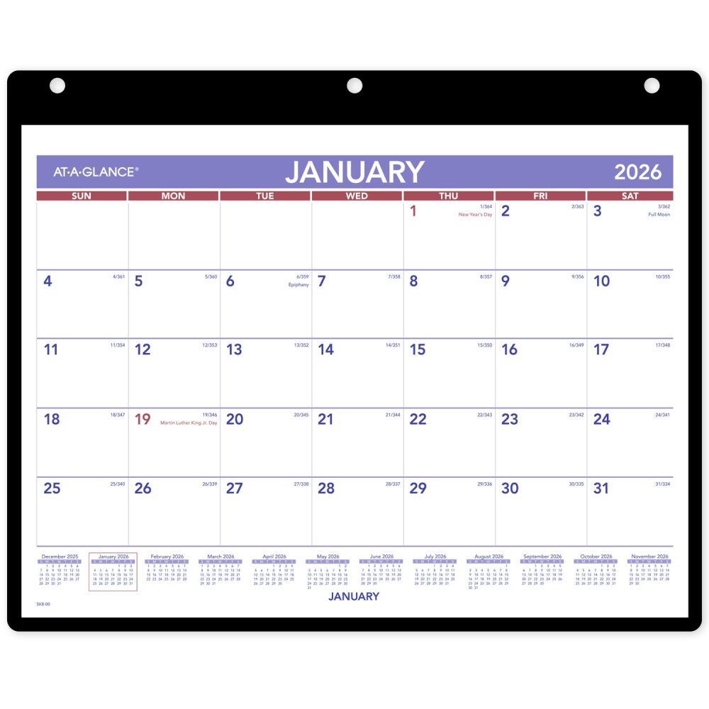 AT-A-GLANCE 2026 Monthly Desk Wall Calendar with Jacket, Small, 11in x 8in MPN:SK80026