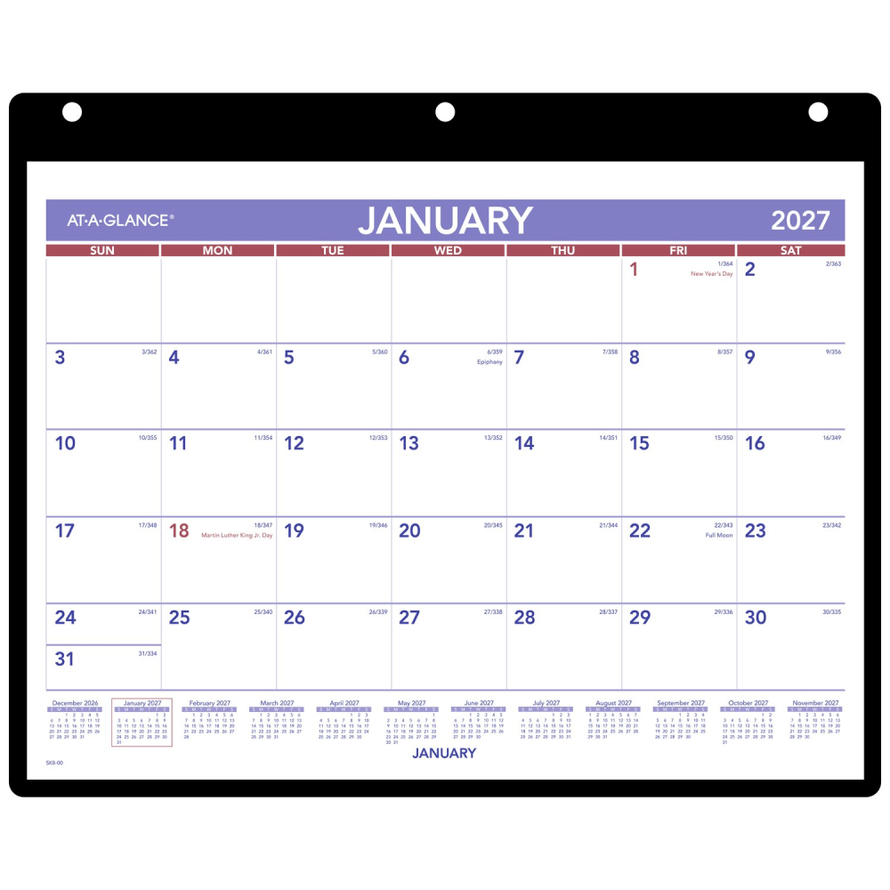 AT-A-GLANCE 2027 Monthly Desk Wall Calendar with Jacket, Small, 11in x 8in MPN:SK80027