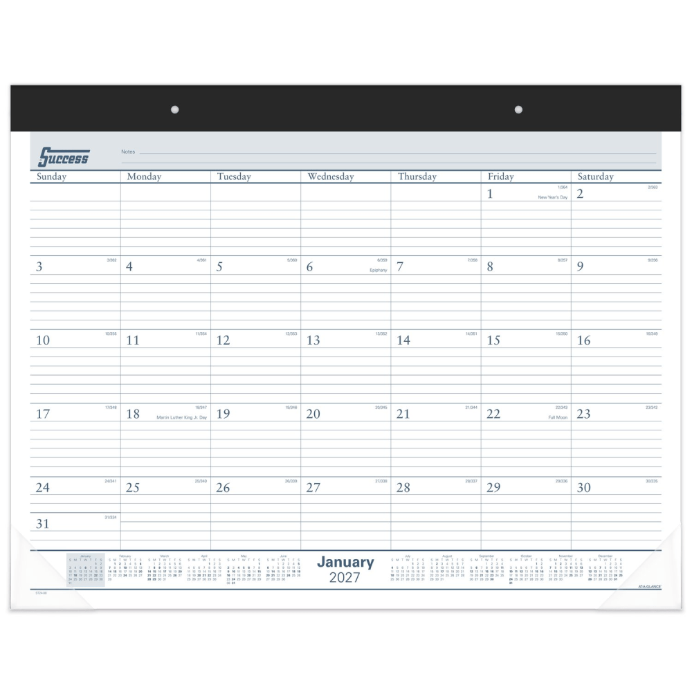 AT-A-GLANCE 2027 Ruled Monthly Desk Pad Calendar, Standard, 21 3/4in x 17in MPN:ST240027