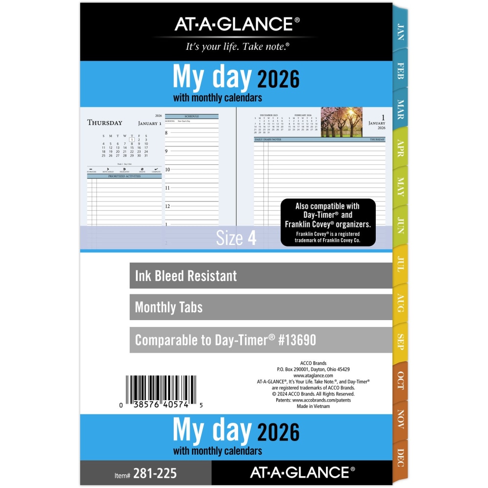 AT-A-GLANCE 2026 Zenscapes Daily Monthly Planner Two Page Per Day Refill, Loose-Leaf, Desk Size, 5 1/2in x 8 1/2in MPN:281-225-26