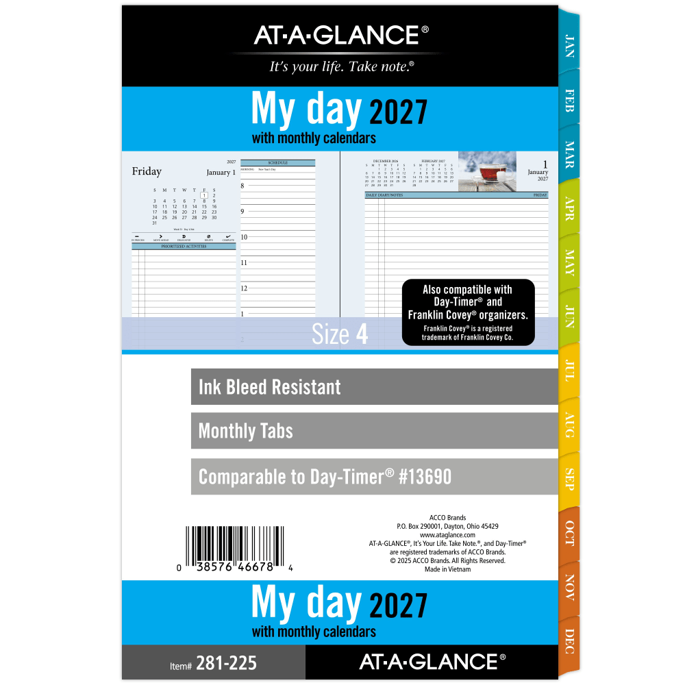 AT-A-GLANCE 2027 Zenscapes Daily Monthly Planner Two Page Per Day Refill, Loose-Leaf, Desk Size, 5 1/2in x 8 1/2in MPN:281-225-27