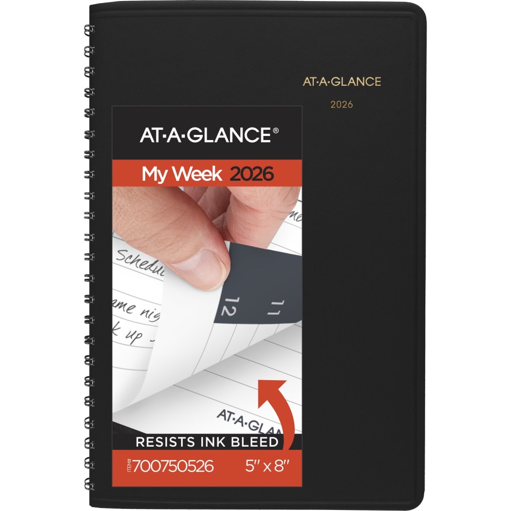 AT-A-GLANCE 2026 Weekly Appointment Book Planner, Black, Small, 5in x 8in MPN:700750526