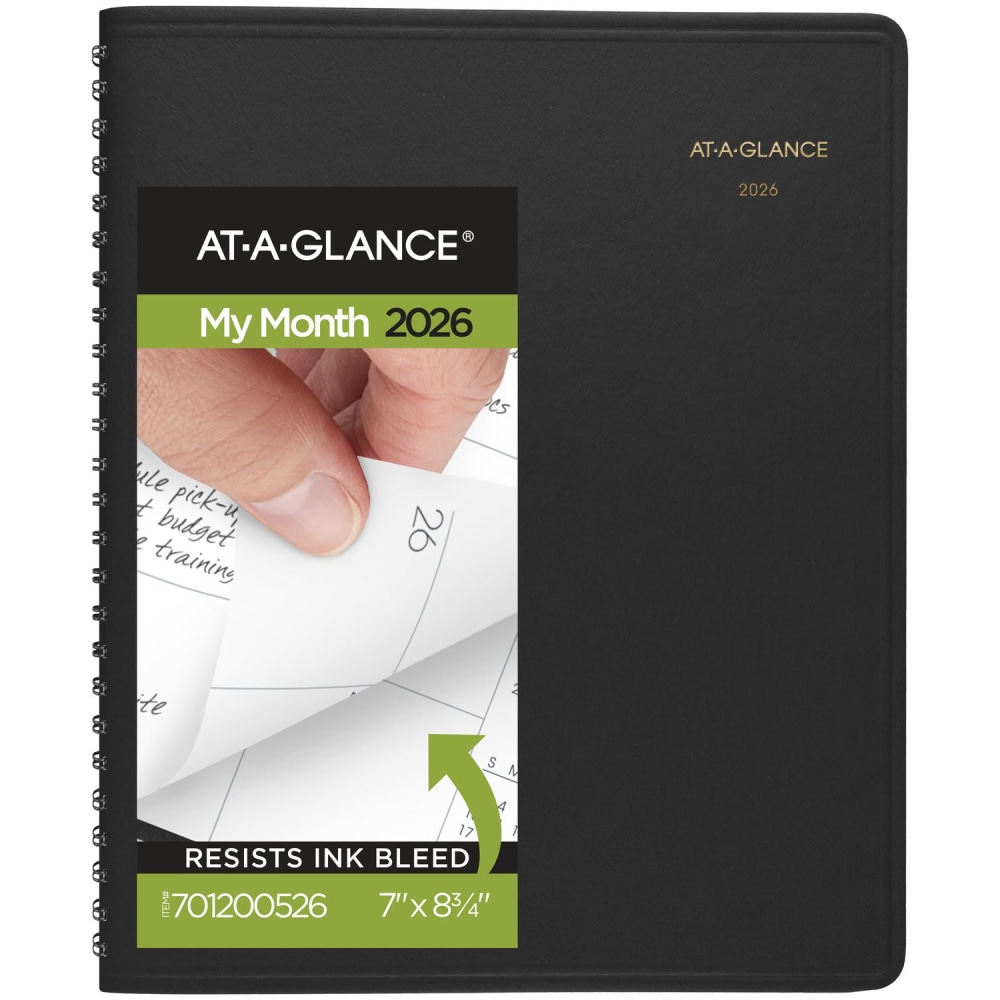 AT-A-GLANCE 2026 Monthly Planner, Black, Medium, 7in x 8 3/4in MPN:701200526