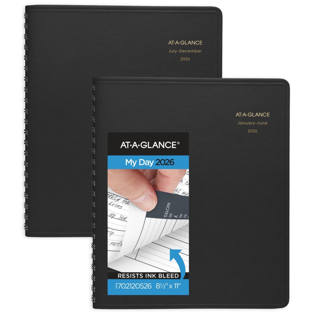 AT-A-GLANCE 2026 Eight Person Daily Appointment Book, Two-Volume Set, Black, Large, 8 1/2in x 11in MPN:702120526
