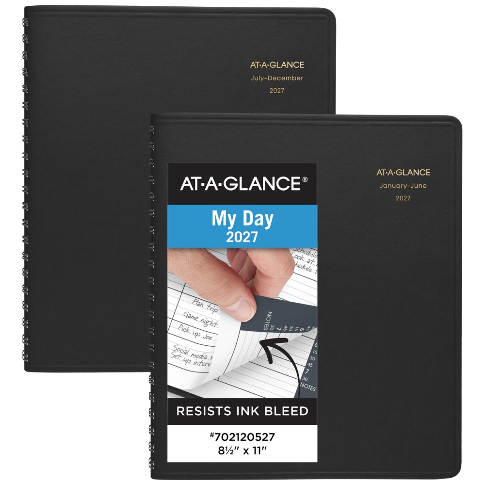 AT-A-GLANCE 2027 Eight Person Daily Appointment Book, Two-Volume Set, Black, Large, 8 1/2in x 11in MPN:702120527