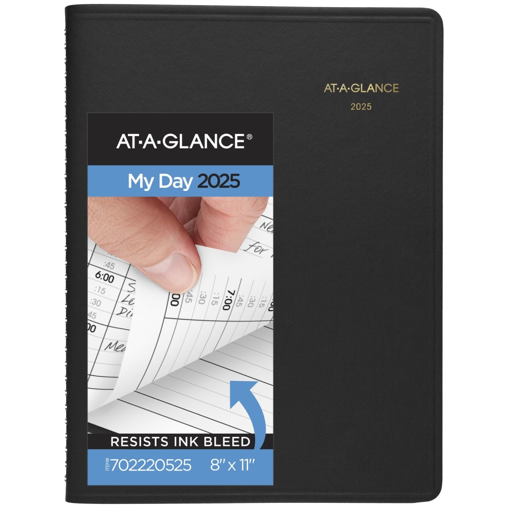 2025 AT-A-GLANCE 2-Person Daily Appointment Book, 8in x 11in, Black, January To December, 7022205 MPN:702220525DG25