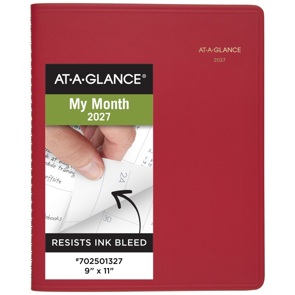 AT-A-GLANCE 2027 15-Month Monthly Planner, Red, Large, 9in x 11in MPN:702501327