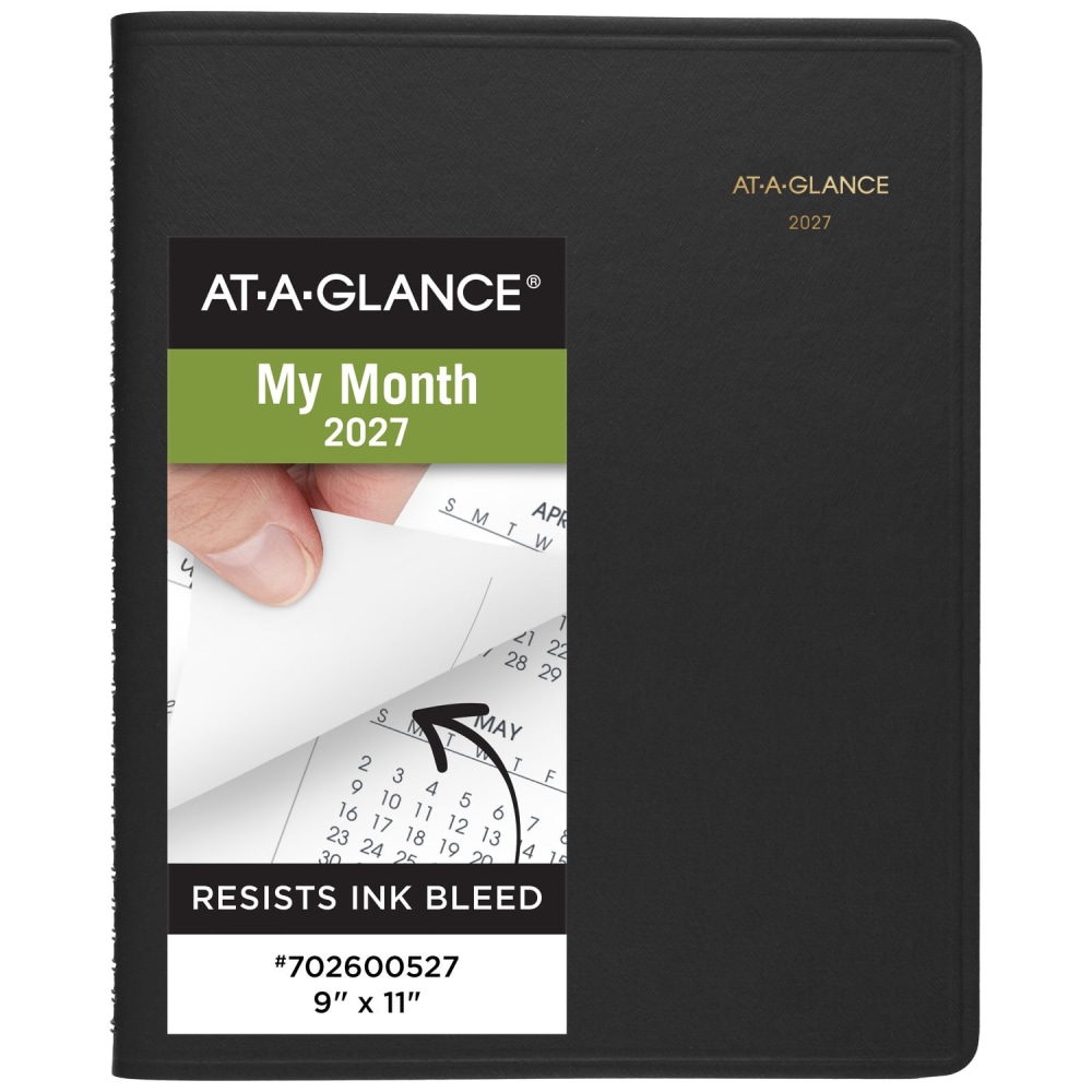 AT-A-GLANCE 2027 15-Month Monthly Planner, Black, Large, 9in x 11in MPN:702600527