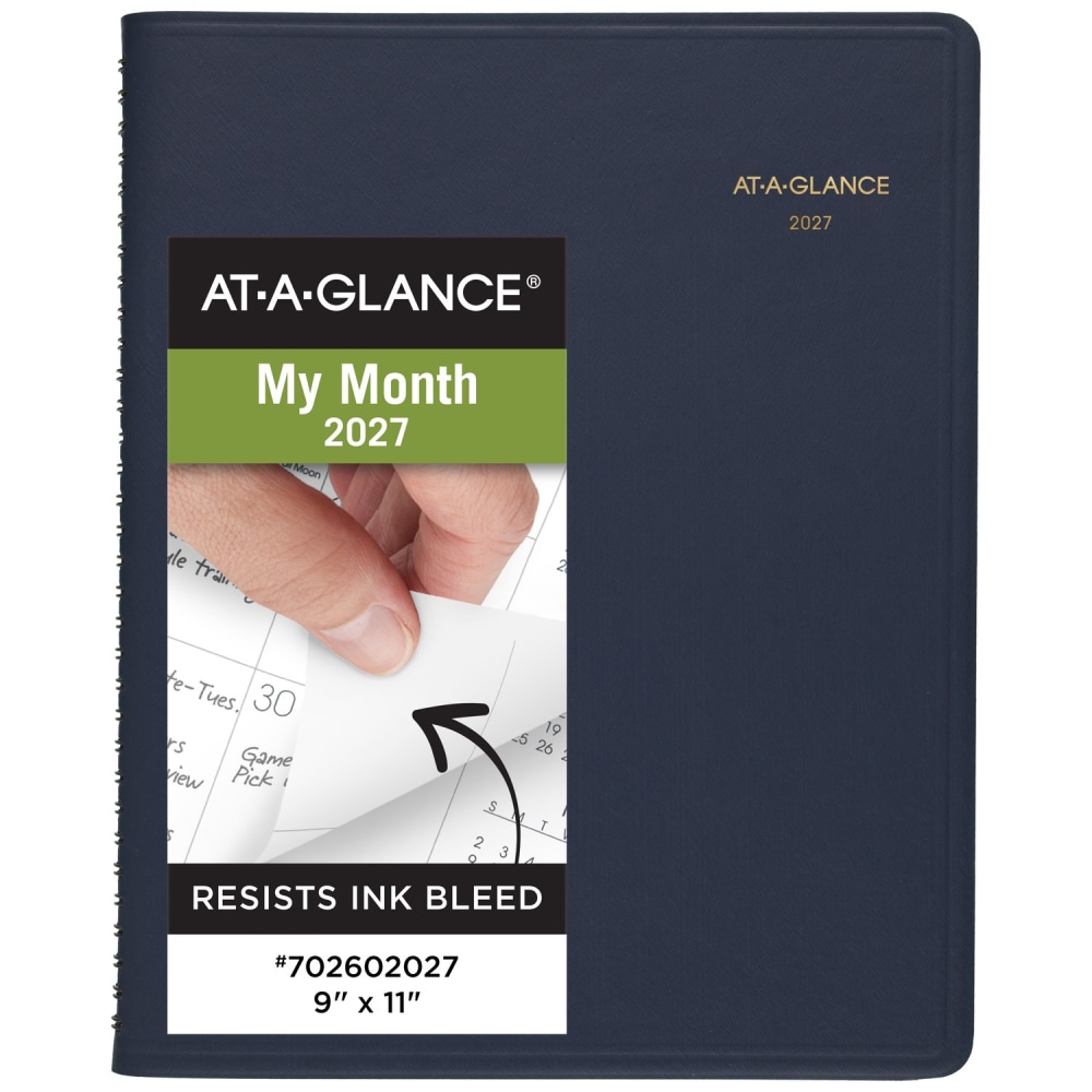 AT-A-GLANCE 2027 15-Month Monthly Planner, Navy, Large, 9in x 11in MPN:702602027
