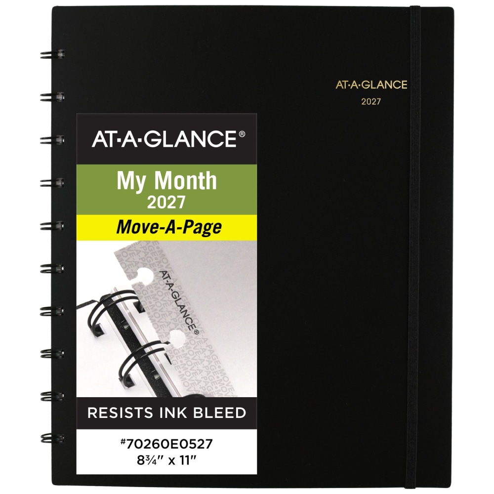 AT-A-GLANCE Move-A-Page 2027 Monthly Planner, Black, Large, 8 3/4in x 11in MPN:70260E0527
