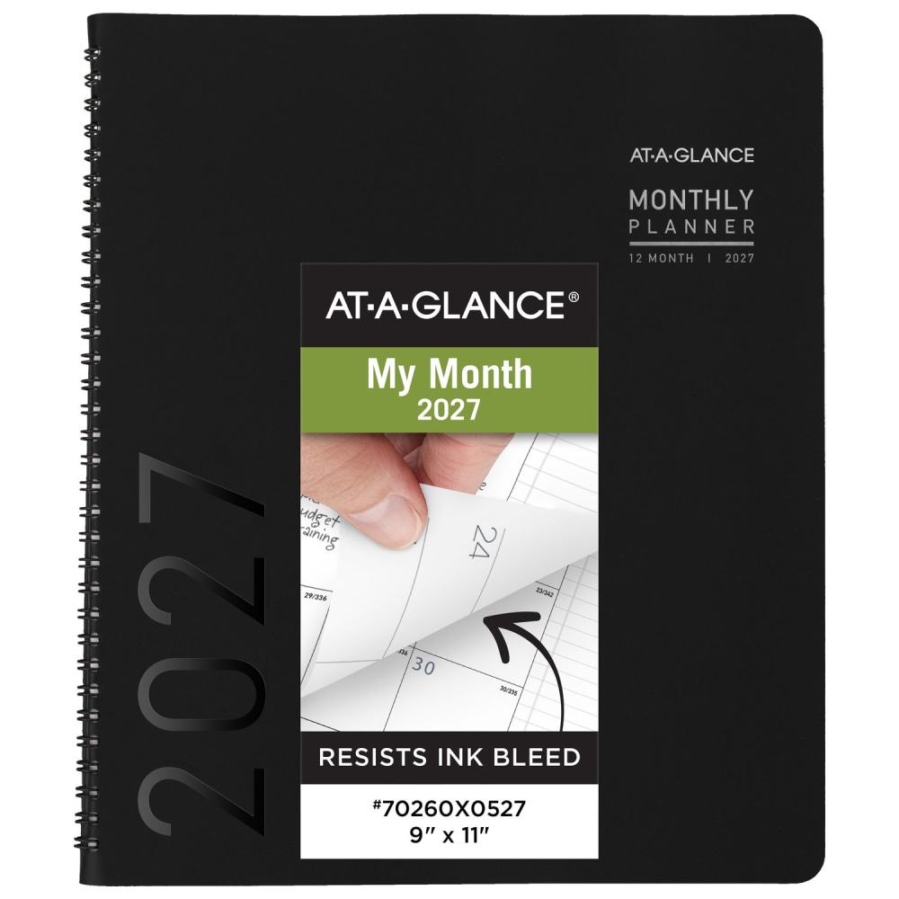 AT-A-GLANCE Contemporary 2027 Monthly Planner, Black, Large, 9in x 11in MPN:70260X0527