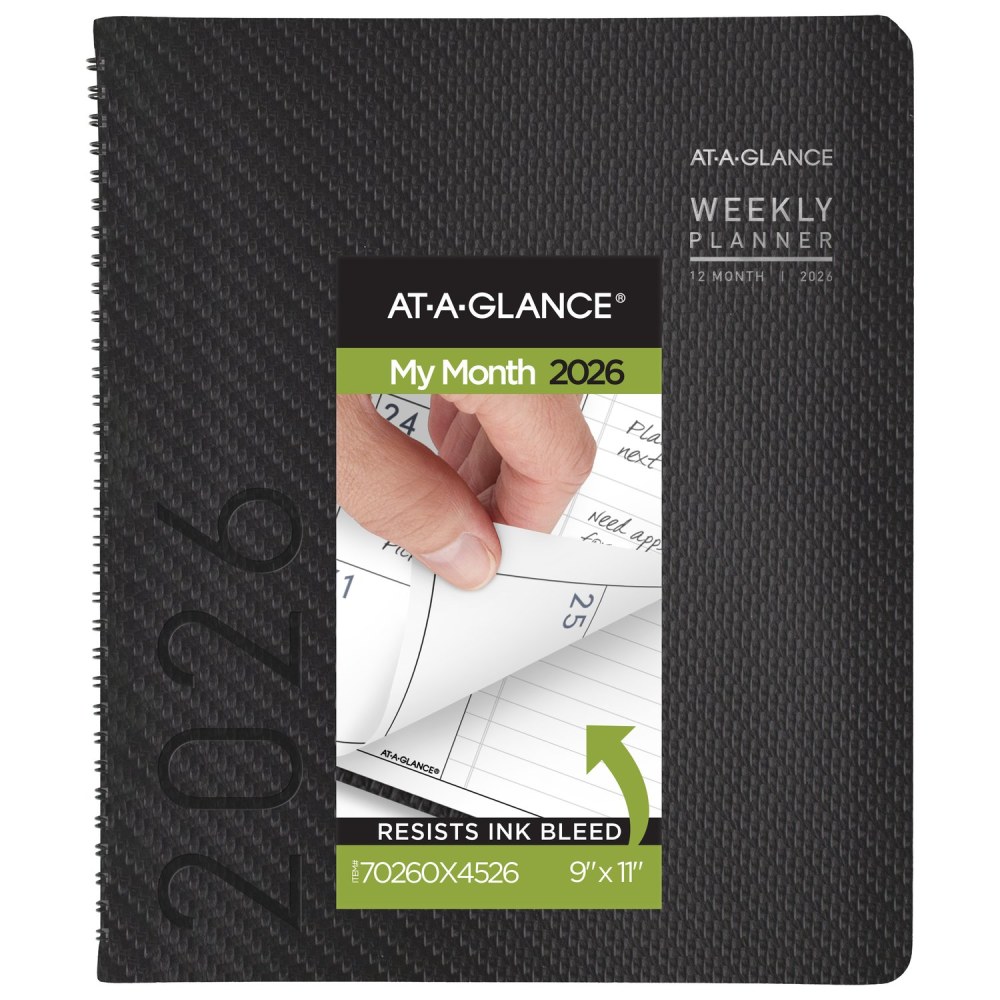 AT-A-GLANCE Contemporary 2026 Monthly Planner, Charcoal, Large, 9in x 11in MPN:70260X4526