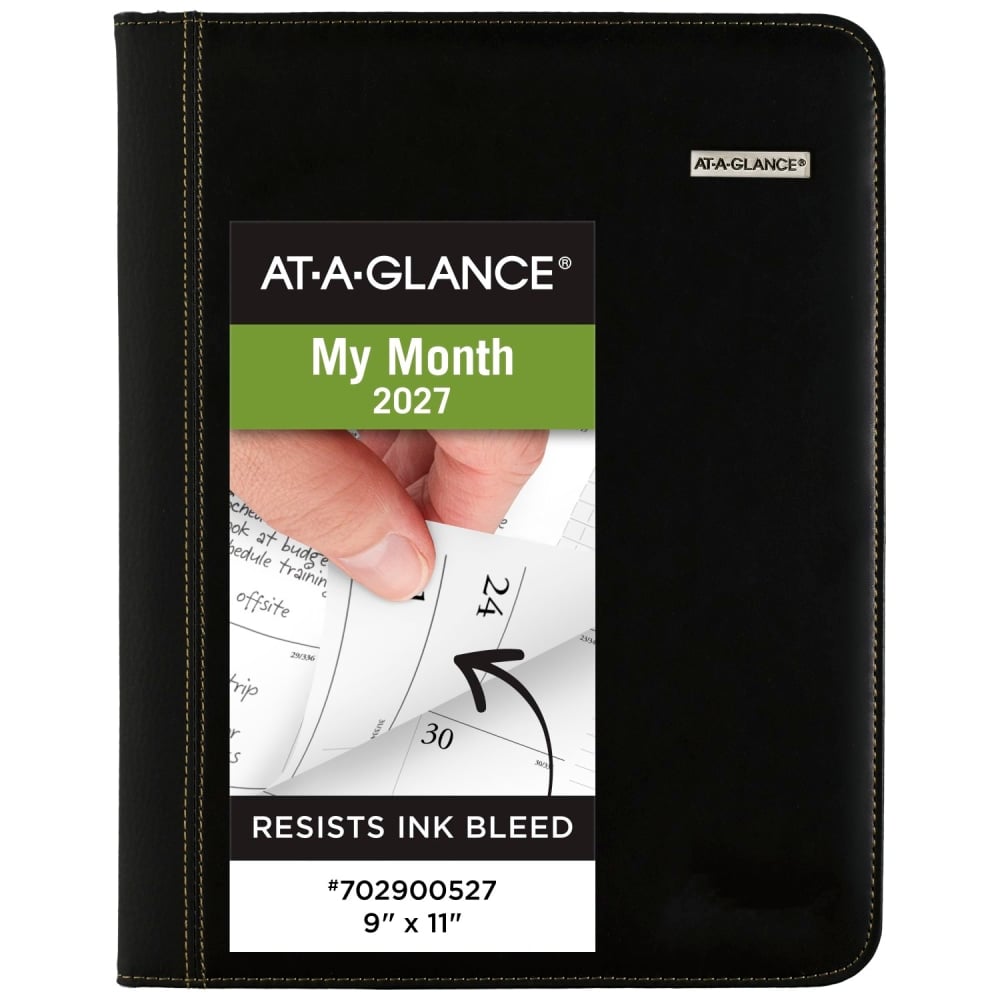 AT-A-GLANCE Executive 2027 Monthly Padfolio, Black, Large, 9in x 11in MPN:702900527