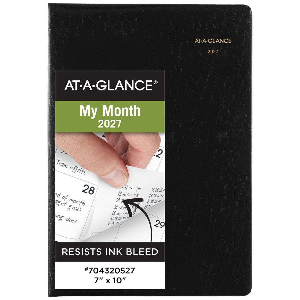 AT-A-GLANCE Designer Cover 2027 Monthly Planner, Black, Large, 7in x 10in MPN:704320527