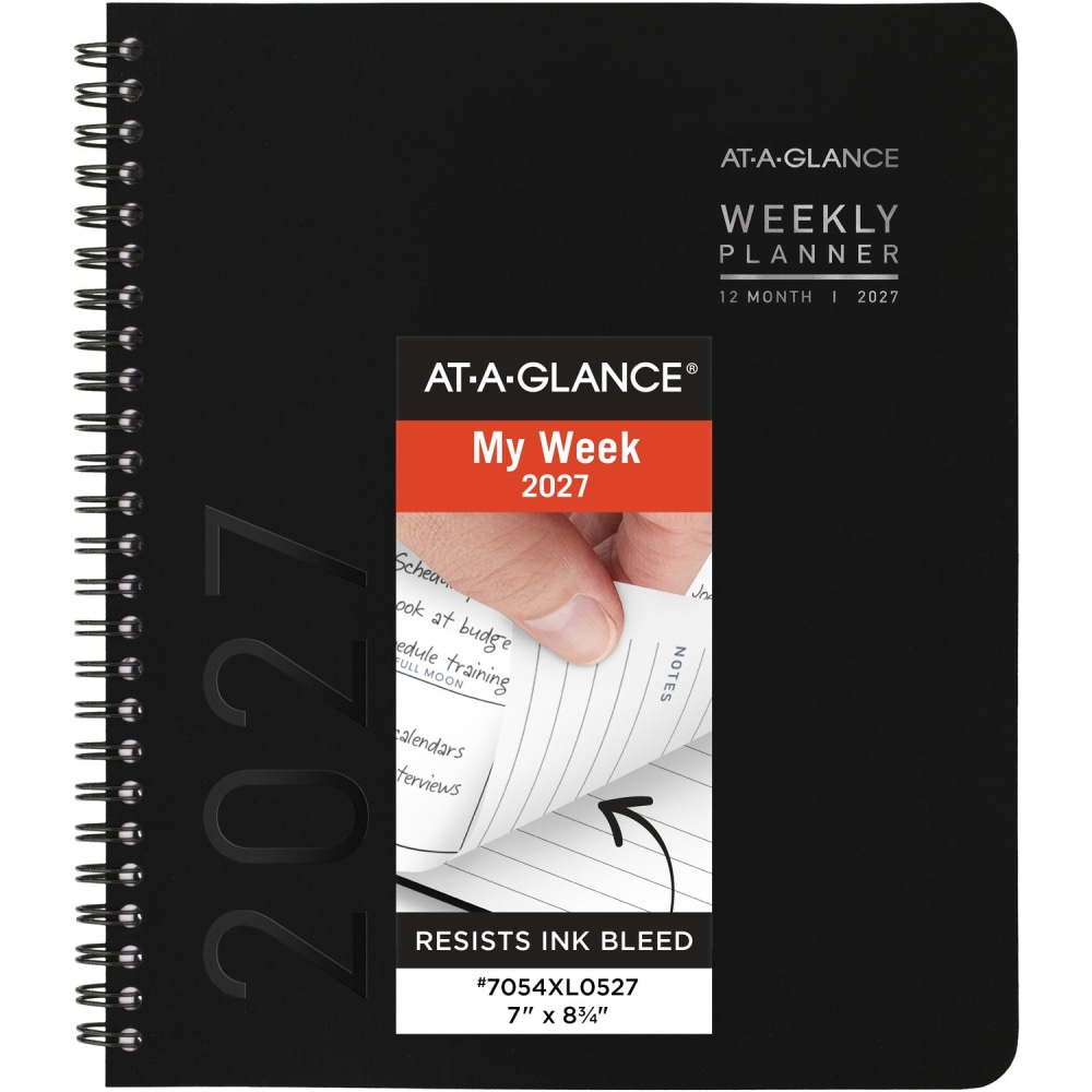 AT-A-GLANCE Contemporary Lite 2027 Weekly Monthly Planner, Black, Medium, 7in x 8 3/4in MPN:7054XL0527